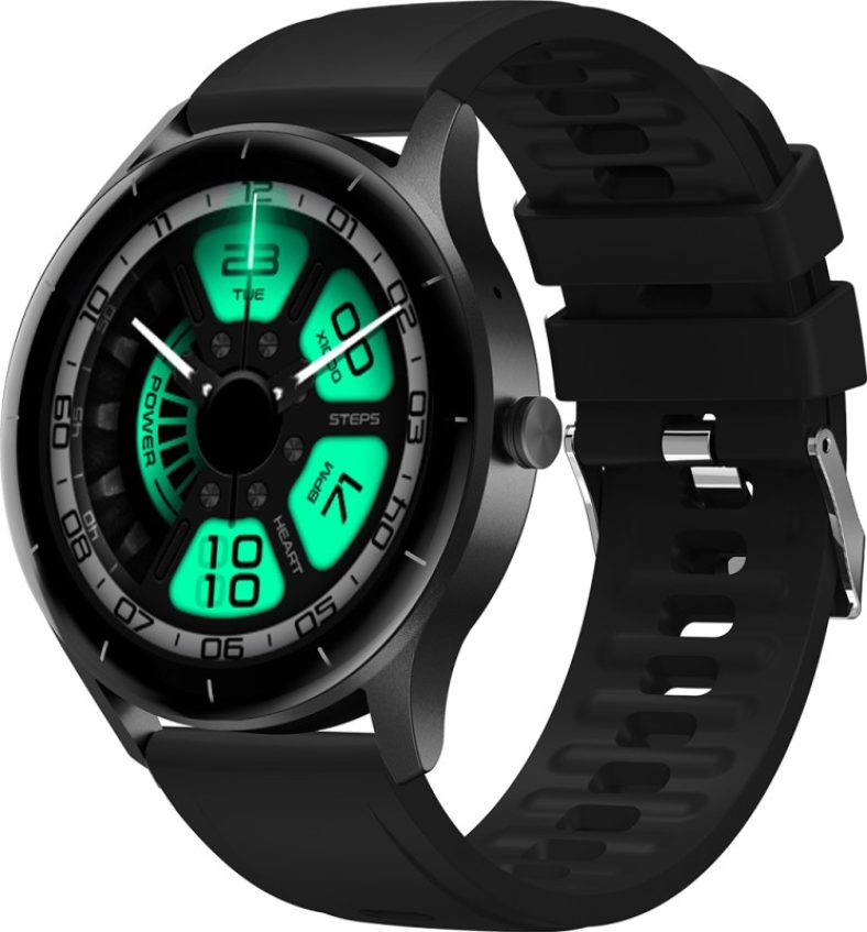 Fire-Boltt Talk Go 1.3” Bluetooth Calling, Ai Voice Assistant, 100+ Sports Modes Smartwatch(Black Strap, Free Size)