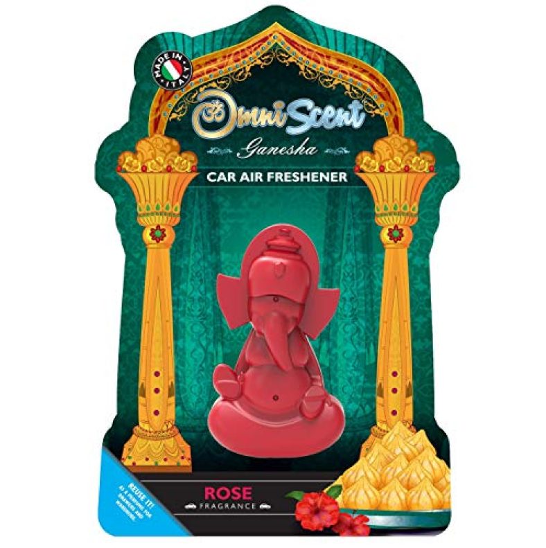 Omniscent Ganesha Car Air Freshener, Rose, 12G