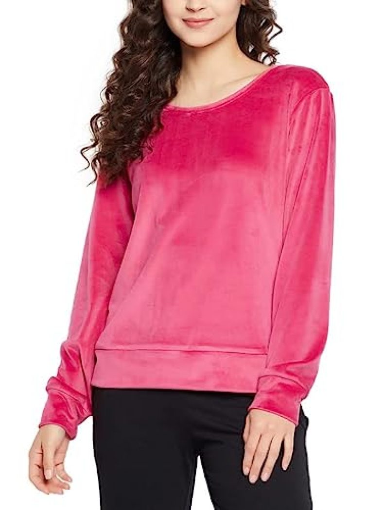 Clovia Women’S Chic Basic Sweatshirt In Pink (Ltw168P22_Pink_3Xl)