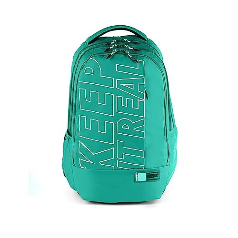 Gear Keep It Real 40L Water Resistant School Bag/Casual Backpack/Daypack/Travel Backpack/Kids Bag/College Bag For Boys/Girls/Men/Women (Green-White)
