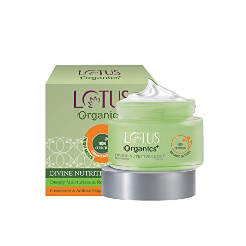 Lotus Organics+ Divine Nutritive Cream | For Skin Repairing & Nourishment | Spf 20 Moisturiser | 50G
