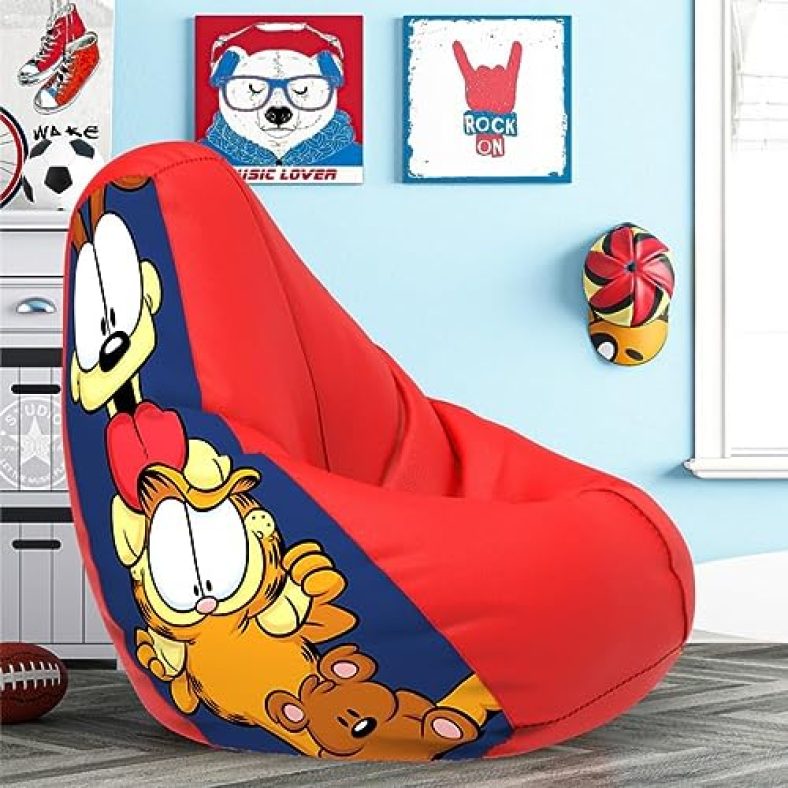 Comfybean Bag With Beans Filled 4Xl- Official: Garfield Bean Bags – For Adults – Max User Height : 5.5-6 Ft.-Weight : 70-99 Kgs(Model: Garfield_Artwork-4 – Red)