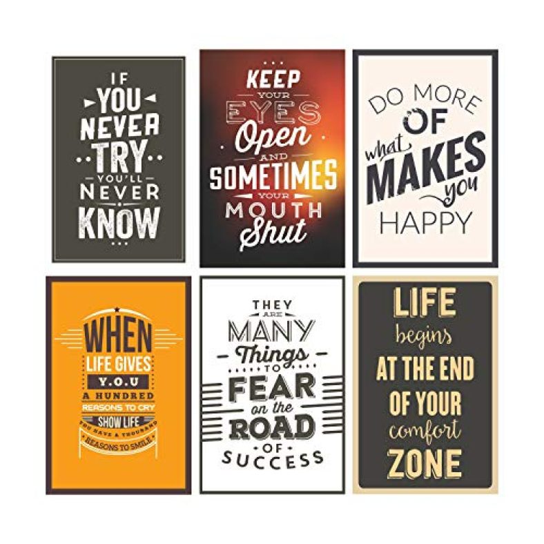 Paper Plane Design Framed Motivational Poster Set Of 6 Large Size (K)