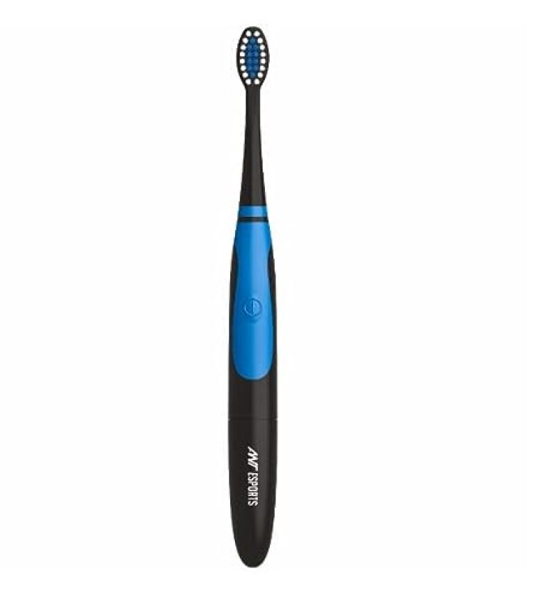 Ant Esports Alpha Lite Sonic Electric Toothbrush With 2 Brush Heads, Sonic Toothbrushes 28,000 Vpm, Ipx7, Ergonomic Designs, Aaa Powered 120 Days Battery Life, Ultra Soft Dupont & Vibrating Bristles, Smart Travel Power Toothbrush For Adult Men & Women – Black Blue