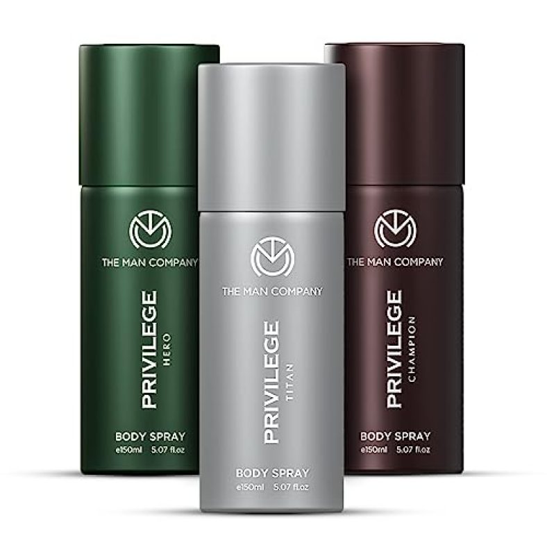 The Man Company Privilege Deodorant For Men, Hero, Champion & Titan | Long-Lasting Body Spray Gift Set Combo For Him | Deo For Everyday Use – Pack Of 3