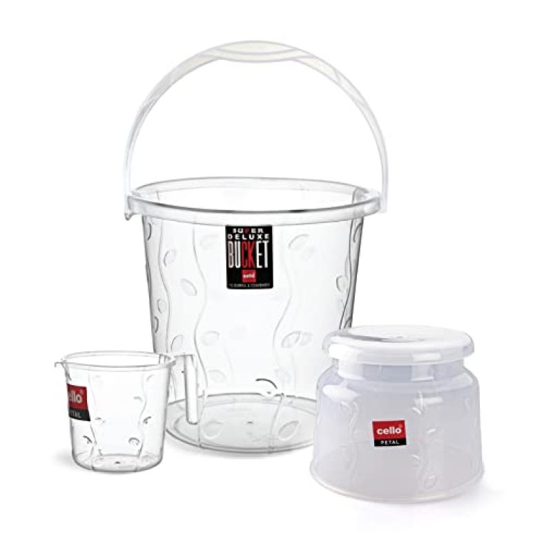 Cello Petal Bathroom Set Of 3 Pcs, Small, Transparent