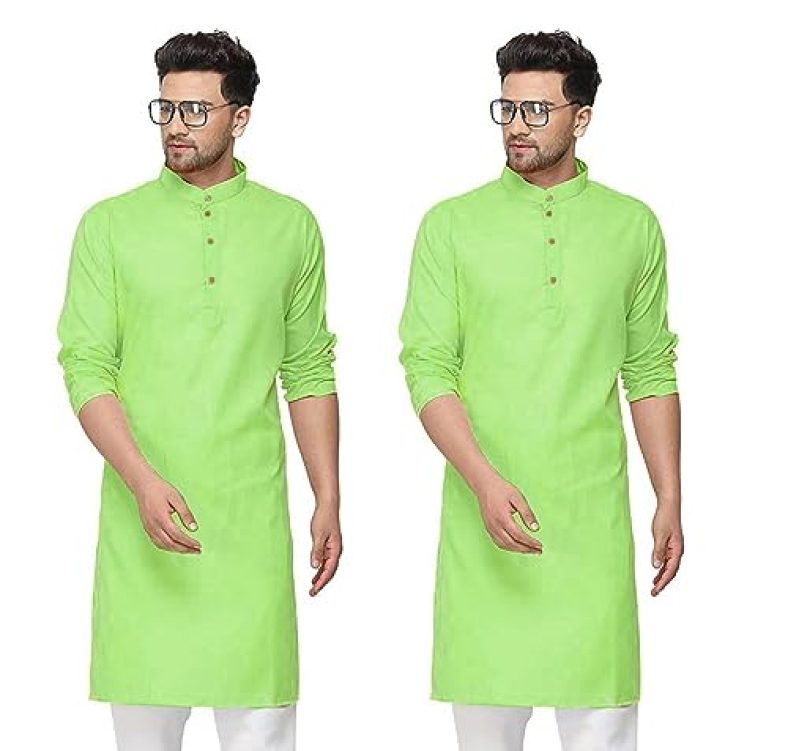Fort Worth Cotton Traditional Men’S Kurta Shirt- Pack Of 2, Ethnic Indian Wear (Parrot:Parrot, 40-L)