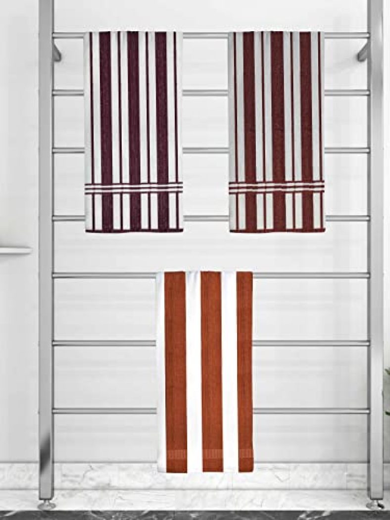 Athom Trendz Ecosaviour Striped Cotton Bath Towel 70X140 Cm Multicolour Pack Of Three