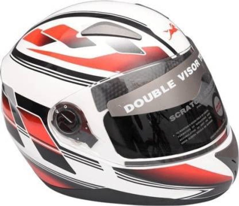 Tvs Full Face Graphic Motorbike Helmet White & Red – M