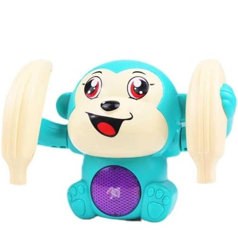 Storio Dancing Monkey Musical Toy For Kids Baby Spinning Rolling Doll Tumble Toy With Voice Control Musical Light And Sound Effects With Sensor