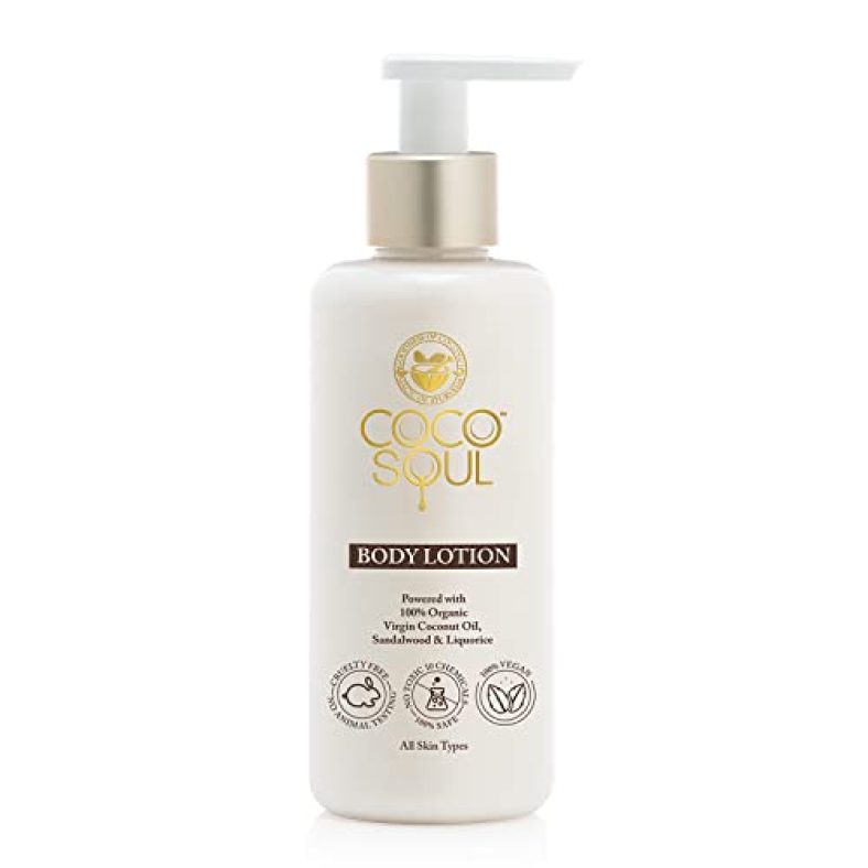 Coco Soul Body Lotion With Coconut | Sandalwood & Ayurveda | Paraben, Silicones & Mineral Oil Free | 100% Vegan | 200 Ml