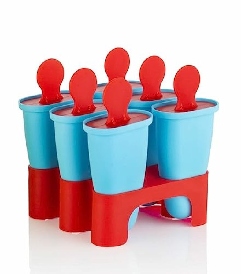 Clazkit Set Of 6 Plastic Reusable Ice Pop Makers, Homemade Popsicle Frozen Ice Cream Moulds Tray Kulfi Candy For Children & Adults – Multicolor