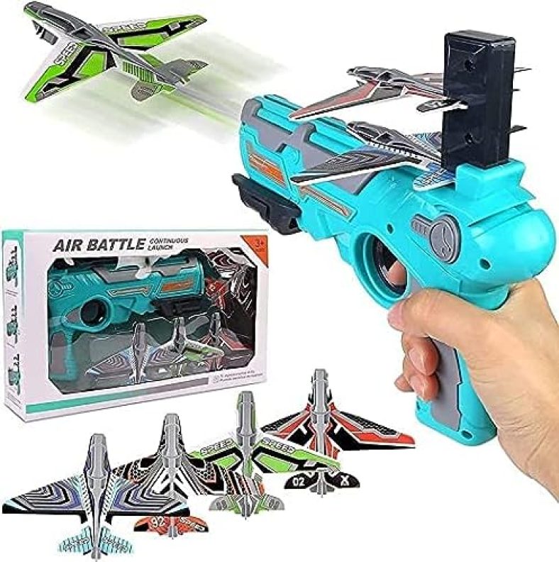 Graphene Airplane Launcher Gun, Safe And Fun Shooting Guns For Kids, Paper Foam Gliders For Quick And Easy Operation, Nearly Unbreakable Plastic, Ideal For Kids Ages