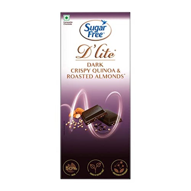 Sugar Free D’Lite Dark Crispy Quinoa & Roasted Almonds Bar, 80 G