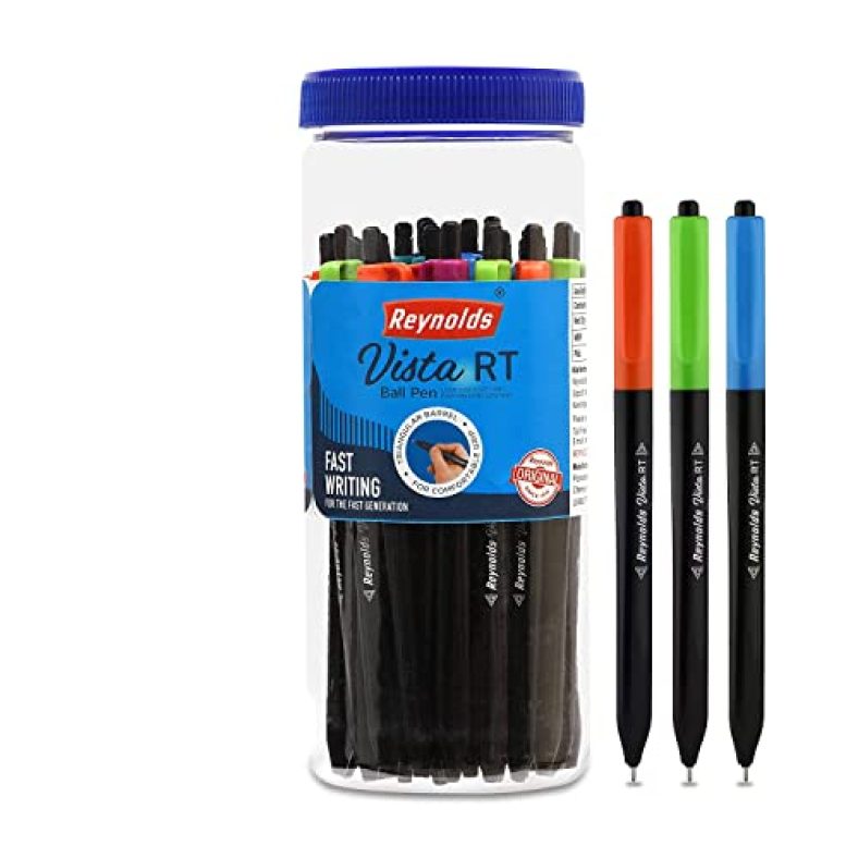 Reynolds Vista Rt Bp 25 Ct Jar – Blue I Lightweight Ball Pen With Comfortable Grip For Extra Smooth Writing I School And Office Stationery | 0.7Mm Tip Size