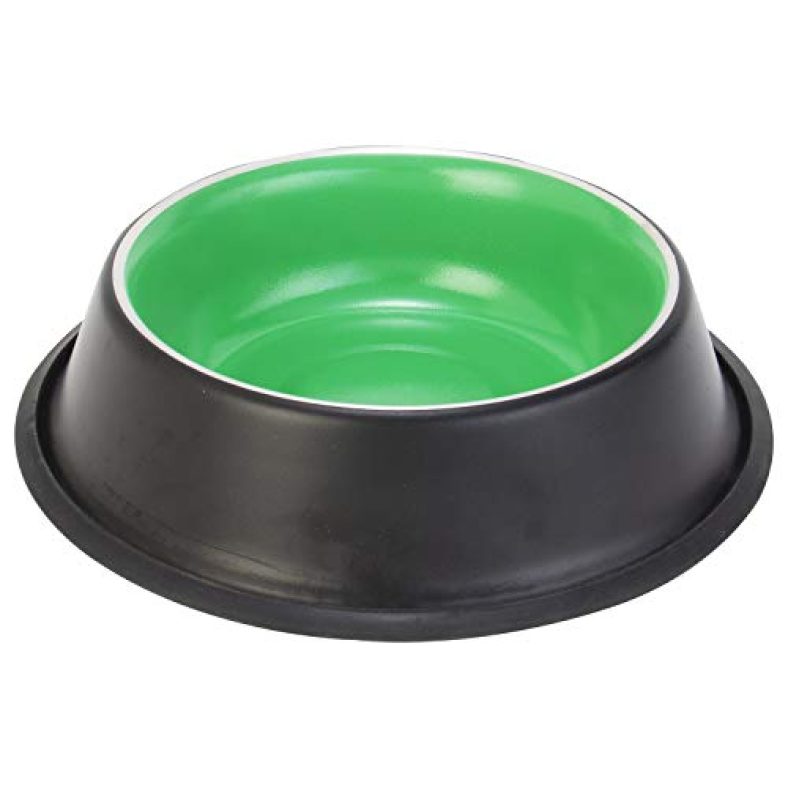 Choostix Dog And Cat Feeding Steel Bowl, Black Matte And Pantone Green, Large, 1650 Ml