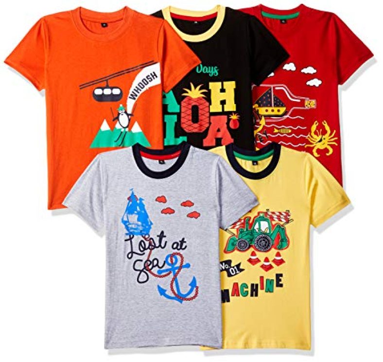 T2F Boys Solid Regular Fit T-Shirt Pack Of 5(Tsrt5P03_Multicolor 6_2 Years-3 Years)