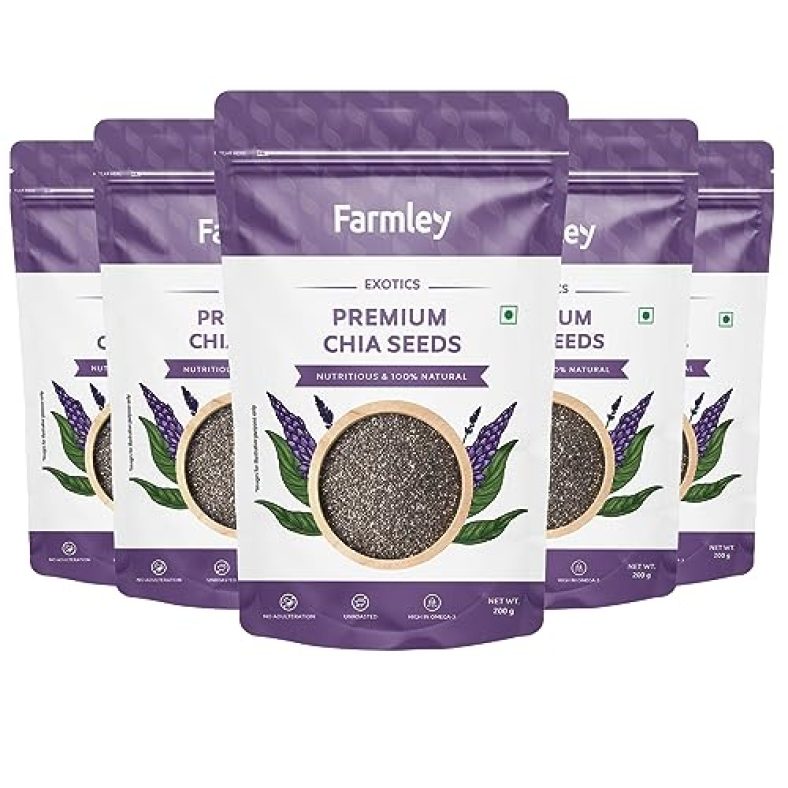 Farmley Premium Chia Seeds 1 Kg (200G*5) I Weight Loss, Omega 3, Non Gmo I Seeds For Eating