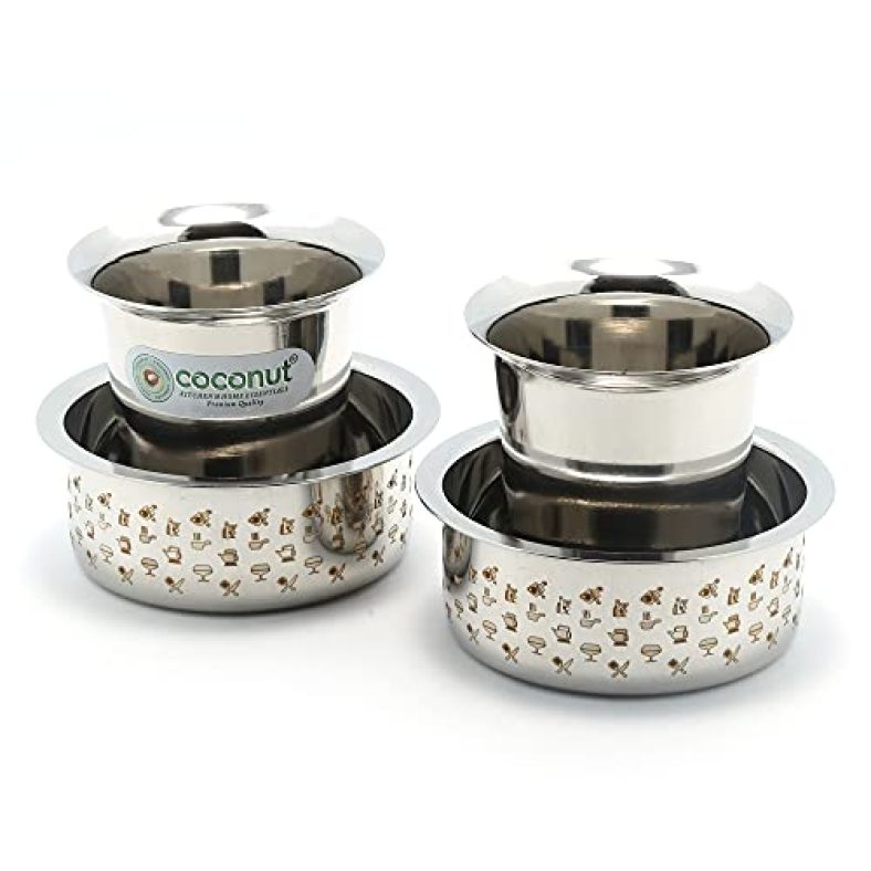 Coconut Kumbakonam Dabara Set / Traditional Kumbakonam Coffee Dabara Set / Tea Dabara Set / Serving Drinkware / Pack Of 2 , Capacity -150Ml Each Glass