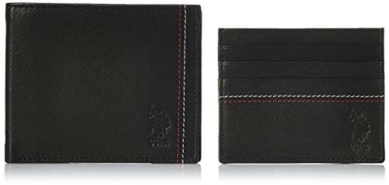 Us Polo Association Black Leather Men’S Wallet And Card Case (Usaw0058) (Pack Of 2)