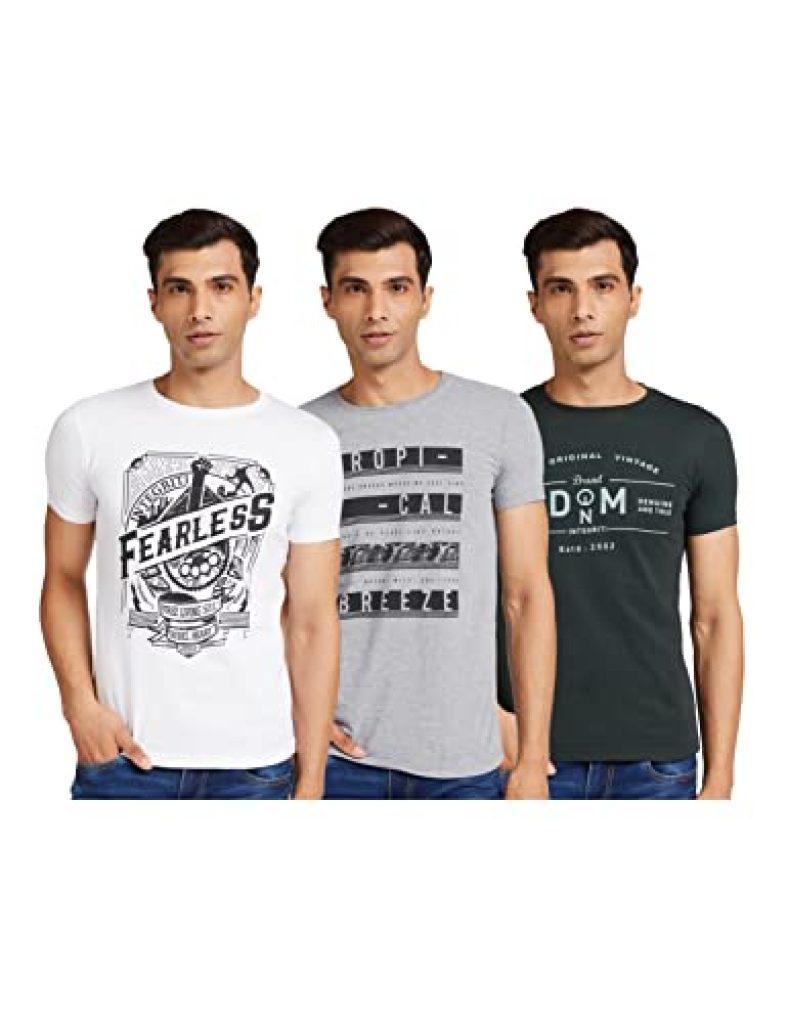 Integriti Men’S Slim T-Shirt (Int-T-Ct-126_White / Forest Green/Grey Melange S)