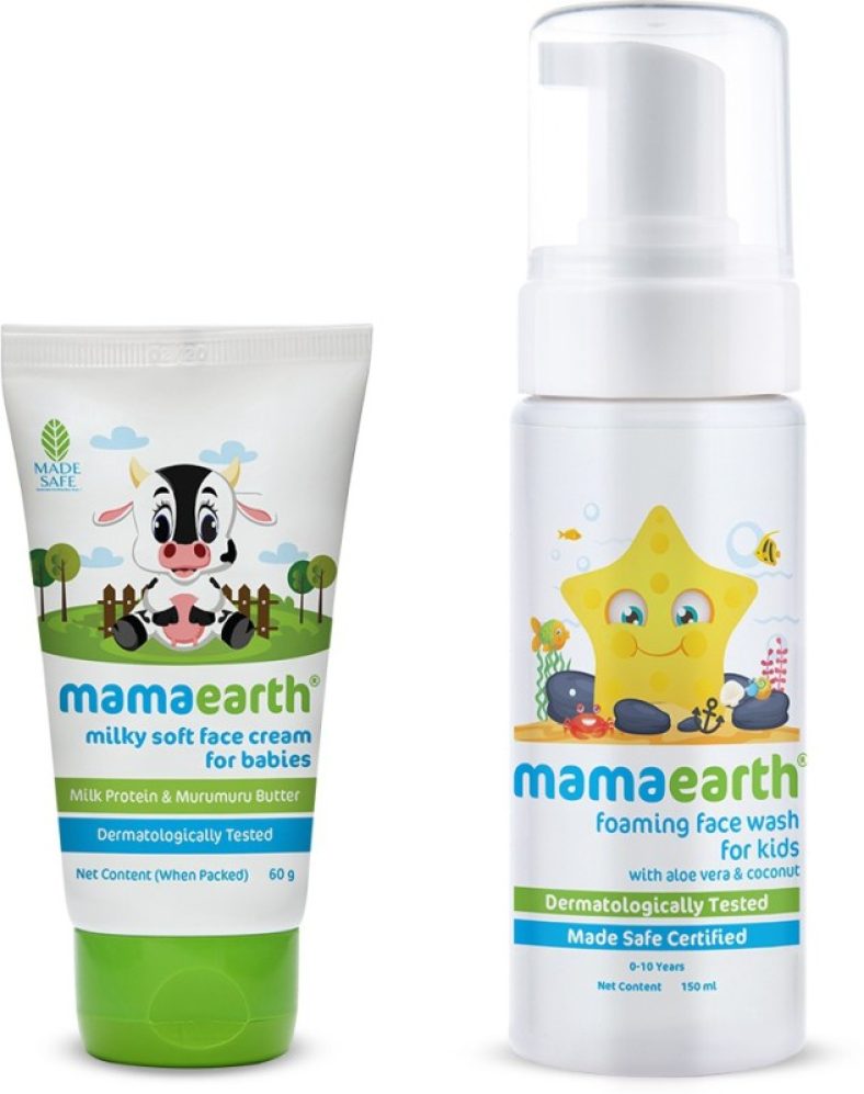 Mamaearth Milky Soft Natural Baby Face Cream 60Ml And Foaming Face Wash For Kids 150 Ml(Multicolor)