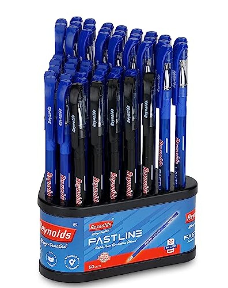 Reynolds Fastline 45 Blue & 5 Black – Dispenser| Smooth Ball Pens | Long-Lasting Ball Pens | Professional Ball Pens With Superior Writing Experience| Ball Pens For Swift Writing | 0.7Mm Tip