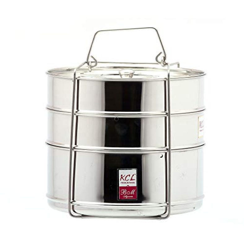 Kcl Stainless Steel Cooker Separator Suitable For 10 Litres Prestige Outer Lid Pressure Cookers (3 Containers With Lifter)