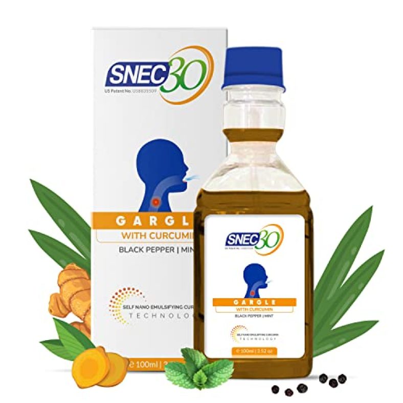 Snec30 Ayurvedic Curcumin Gargle Solution I Works On Sore Throat, Bad Breathe, Free Radicals I Curcumin, Black Pepper I Mint Flavor I 100Ml