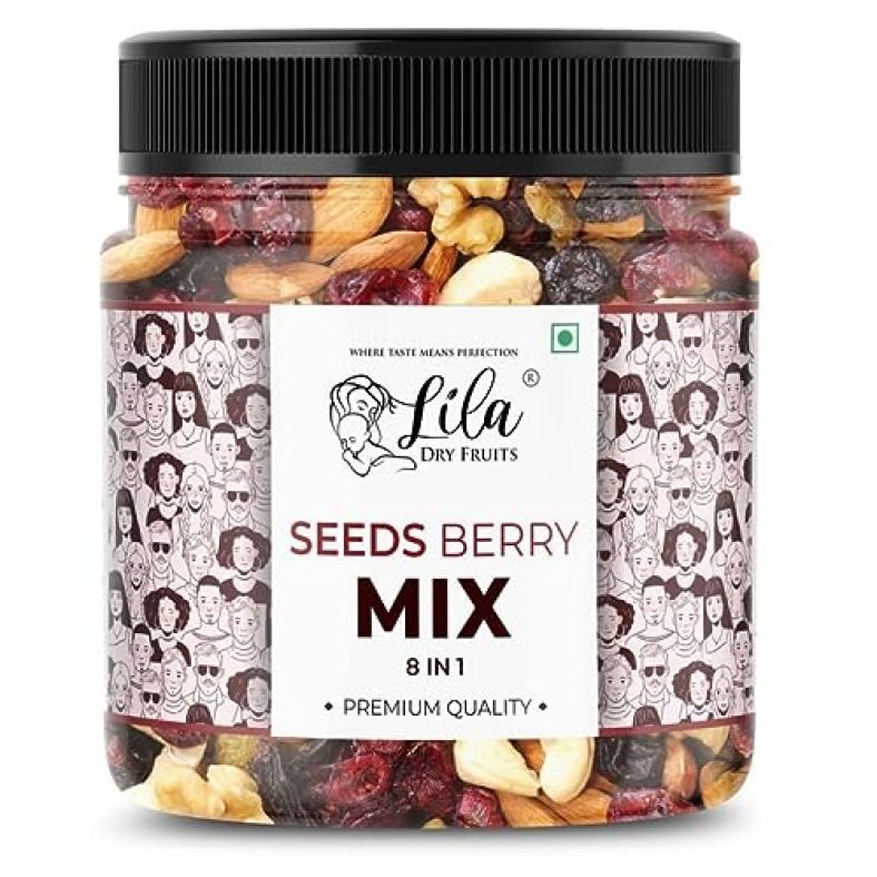 Lila Dry Fruits Natural Premium Seed Berry Mix(Pumpkin, Sunflower, Flax, Watermelon, Cranberries, Blueberries, Black And Golden Raisins) 1000G Jar Pack | Immunity Booster Superfood | Healthy Super Mix