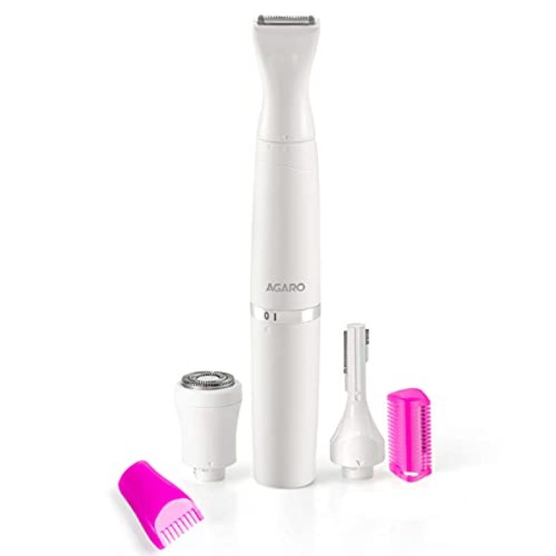 Agaro 2107 Battery Powered Rechargeable Multi Trimmer For Women, Eyebrow, Underarms And Bikini Trimmer, 1 Hour Usage, White (33622)