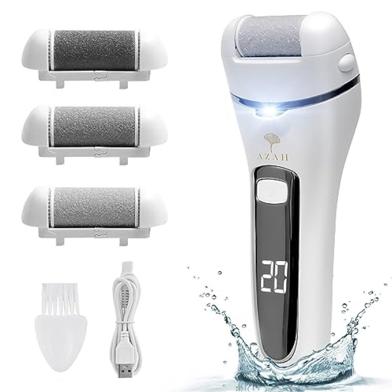 Callus Remover For Feet By Azah With 3 Custom Rollers & Led Light (1 Year Warranty) 21K Rpm Foot Callus Remover & Dead Skin Remover Foot | Soft & Healthy Heels With Callus Remover For Feet Electronic