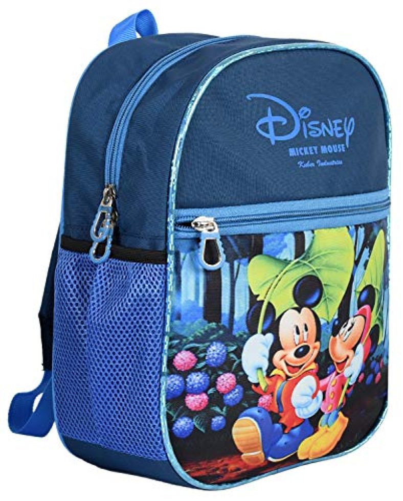Fun Homes Disney Mickey Minnie Mouse 13 Inch Polyster School Bag,Backpack For Kids, Blue (Fun0761)