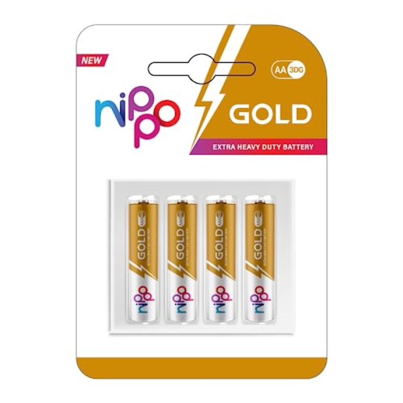 Nippo 3Dg Gold Aa Battery | 1.5 V | 24 Months Shelf Life | Leakproof | For Toys, Remotes, Clocks, Wireless Mouse – Pack Of 10