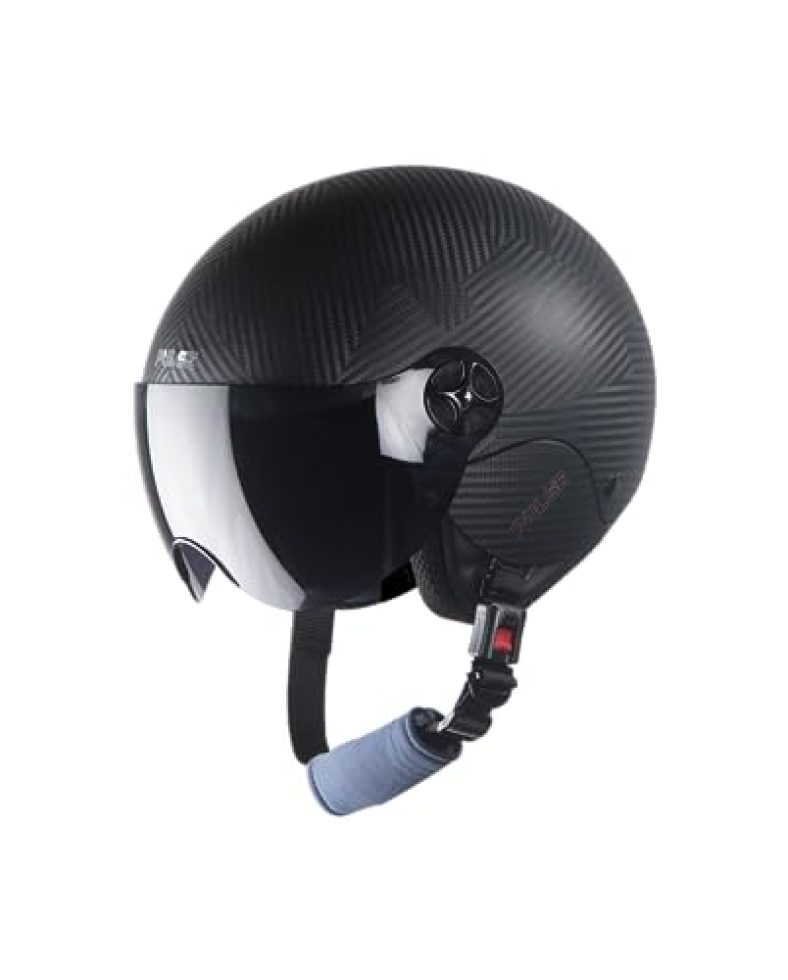 Steelbird Sbh-16 Pulse Isi Certified Open Face Helmet For Men And Women (X-Small 540 Mm, Dashing Black With Smoke Visor)