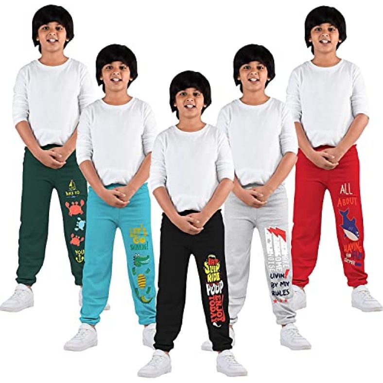 Kyda Kids® 100% Cotton Printed Kids Casual Track Pant For Boys & Girls (Pack Of 5)