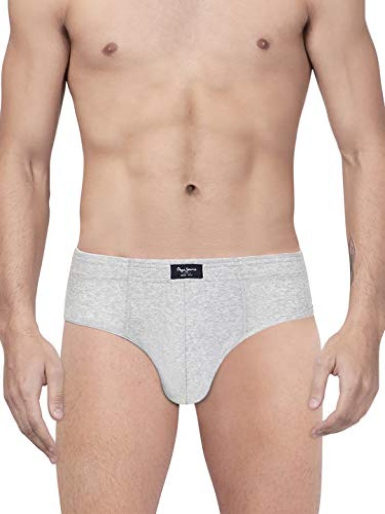 Pepe Jeans Innerwear Men’S Cotton Brief (Pack Of 2) (Clb01-02_Grey Melange_Grey Melange_70-75_Grey_75 Cm)