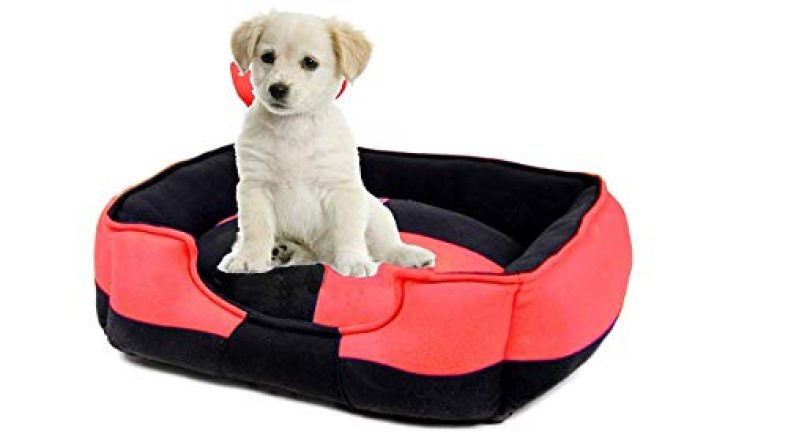 Ultra Soft Red & Black Color Fleece Fabric Polyester Filled Sofa Reversible Dog/Cat Beds (Export Quality) -Large