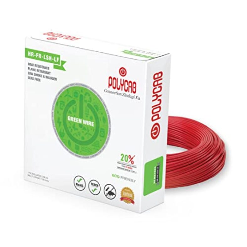 Polycab Eco-Friendly Green Wire – Colour:Red 90M 0.75Sqmm