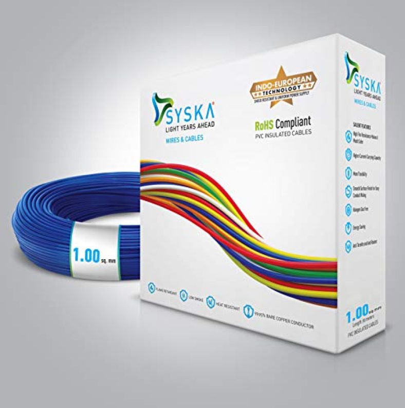 Syska Pvc Wfbl511003 Fr-1 Sq Mm Cables (90 M, Blue)