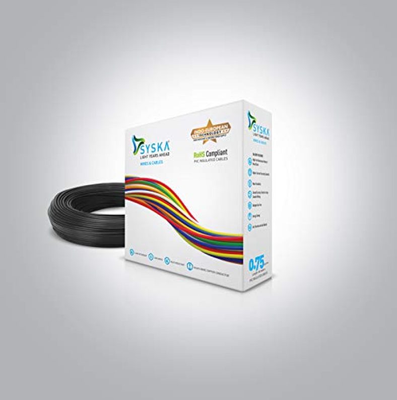 Syska Wfbk511002 Fr-0.75 Sq Mm Cables (Black, 90M Wire)