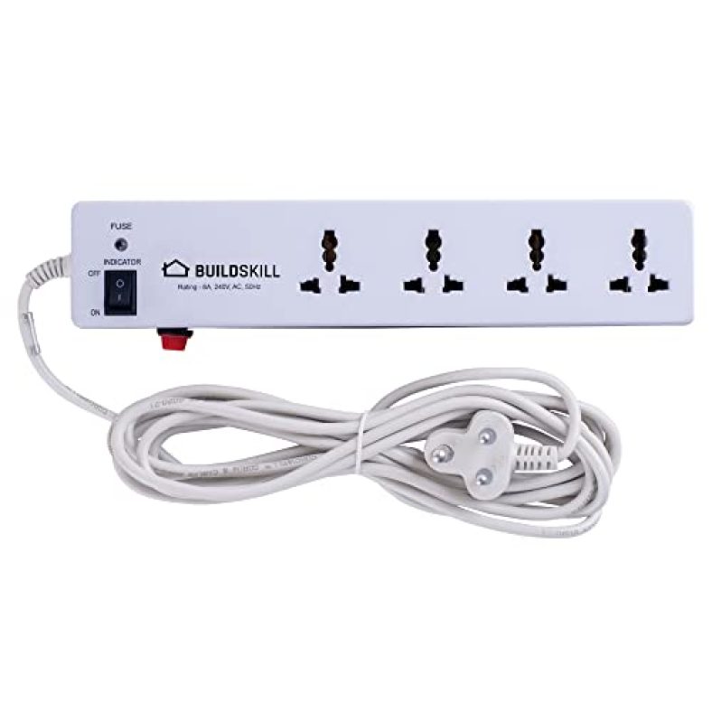 Buildskill Heavy Duty 240 Volts 4 Socket Extension Boards (White)