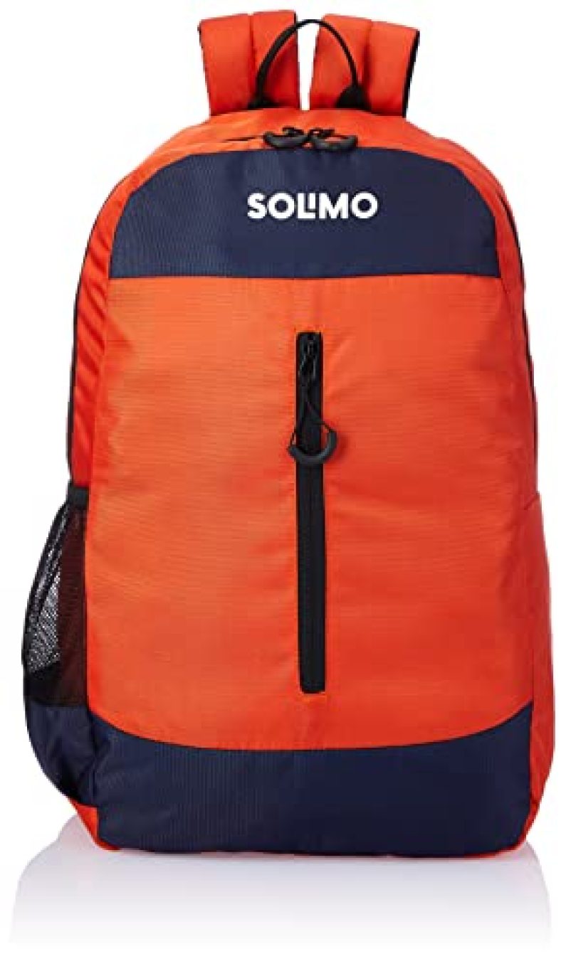 Amazon Brand – Solimo Nylon Backpack, 23 Ltr, (Orange/Navy)
