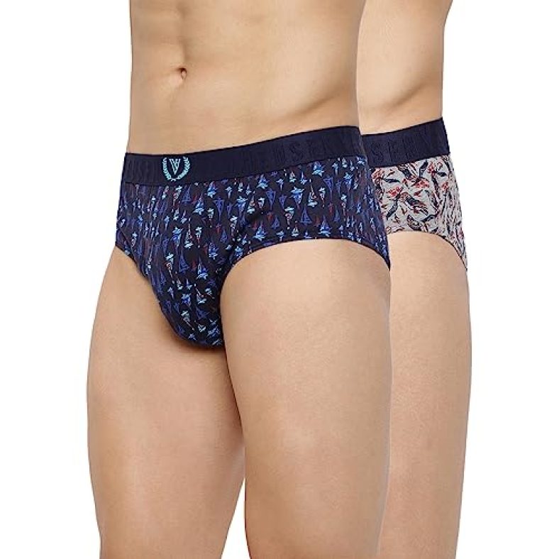 Van Heusen Sport Men Briefs – 100% Combed Cotton – Pack Of 2 – Fashion Prints, Super Soft_70003_Vsp7, Vsp8_S