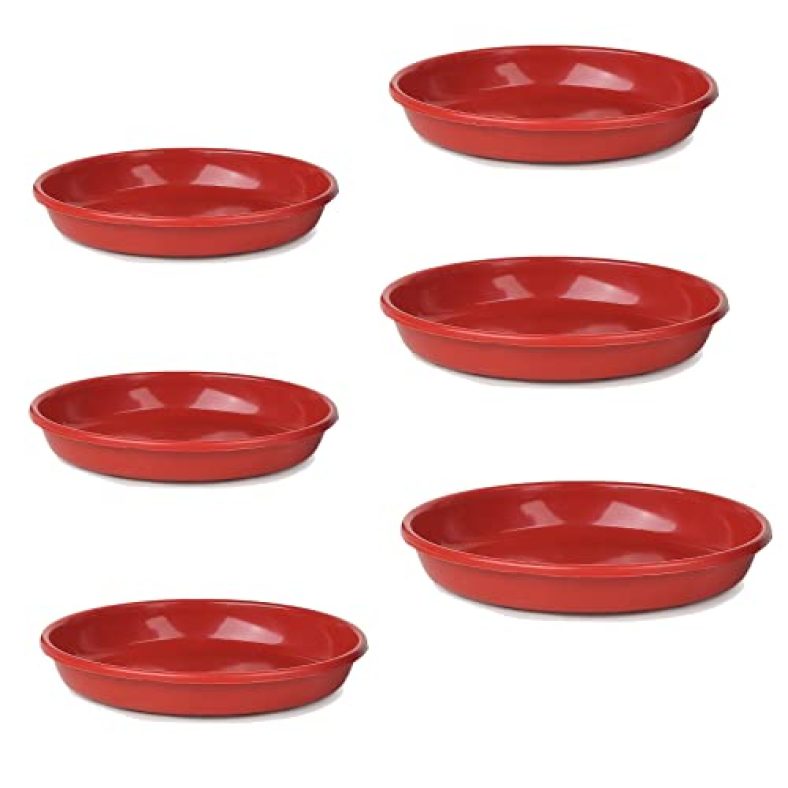 Plants Bottom Plate, Drip Tray For Plants, Gamla, Terracotta Color| (8-Inch, Red) Set Of 6