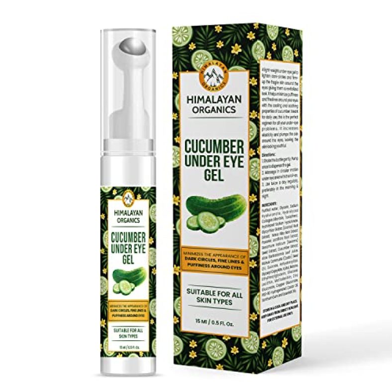 Himalayan Organics Under Eye Cream With Cooling Massage Roller For Reduce Dark Circles, Fine Lines & Puffy Eyes With Vitamin E, Sesame & Castor Oil – 15Ml