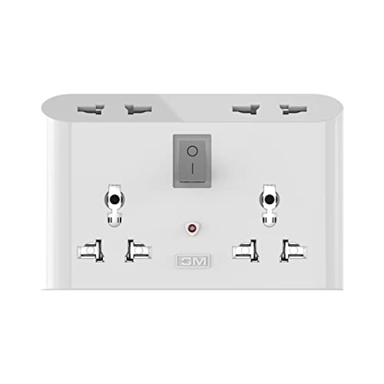 Gm 3019 3 Pin Universal Multi Plug Travel Adaptor With 6 Amp For Home Applications, Computers, Laptops