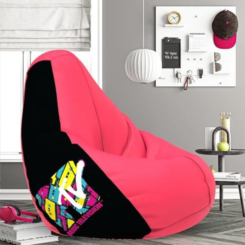 Comfybean Bag With Beans Filled Xxxl- Official: Mtv Bean Bags – For Young Adults – Max User Height : 5-5.8 Ft.-Weight : 60-70 Kgs(Model: Mtv_Artwork-10B – Pink)
