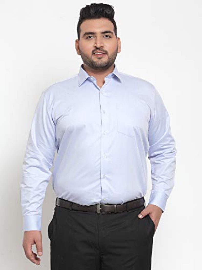 Pluss Men’S Solid Regular Fit Shirt (Msfhs1692B- Blue 50)