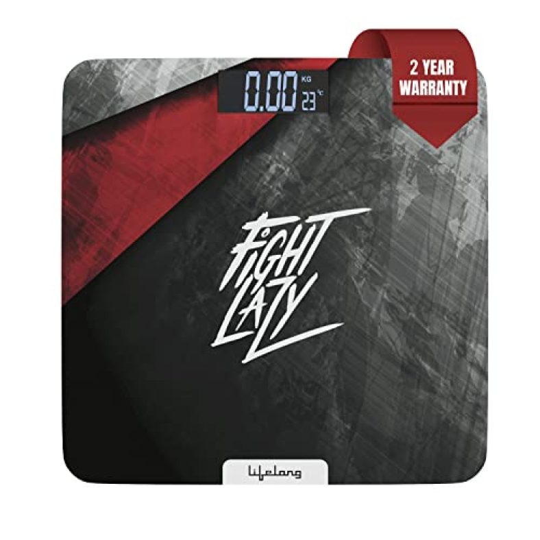 Lifelong Activeflex Weighing Scale (Fight Lazy Series Llws45- Active Black)|Digital Weight Machine For Body Weight|Thick Tempered Glass With Lcd Display|Bathroom Weighing Scale (2 Year Warranty)